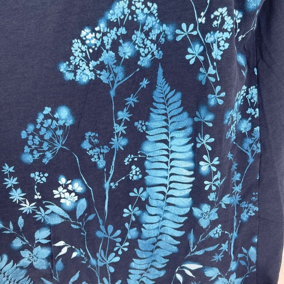 Pure j.jill pj floral knit tunic blue floral tee shirt short sleeve size large - Picture 9 of 9